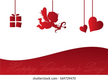 Cupid Gift Heart Abstract background for wedding and valentine day card. Vector