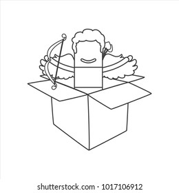 Cupid in a gift, vector illustration design. Love collection.