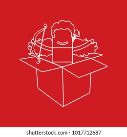 Cupid in a gift, vector illustration design. Love collection.