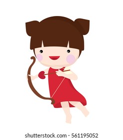 cupid girl with a bow and an arrow