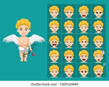 Cupid Girl Costume Cartoon Emotion faces Vector Illustration