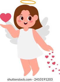 Cupid Girl With Flying Love Illustration