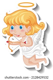 Cupid girl holding bow and arrow illustration