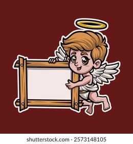 Cupid God of Love With A Board Mascot Vector Illustration is perfect for your brand business