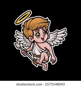 Cupid God of Love Search For Target Mascot Vector Illustration is perfect for your brand business