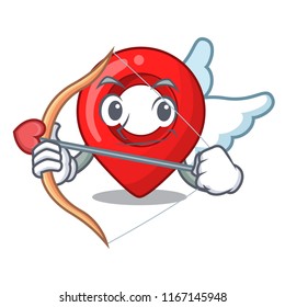 Cupid GPS navigation pin on character cartoon