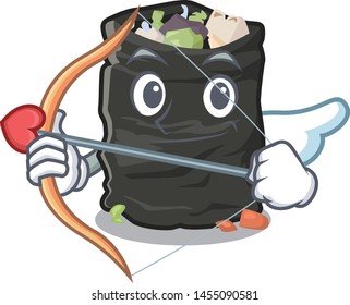 Cupid grabage bag isolated with the mascot