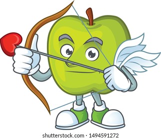Cupid granny smith in a green apple character mascot