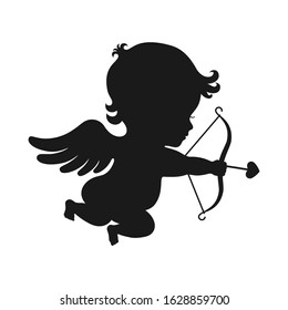 Cupid graphic icon. Cupid with bow and arrow sign isolated on white background. Love symbol. Vector illustration