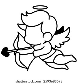 a cupid Hand drawn line art Paris Illustration