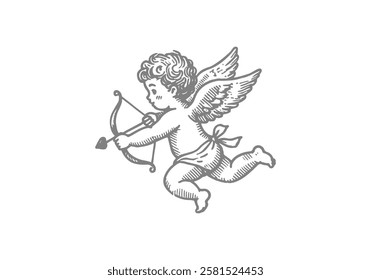 
Cupid hand drawn sketch vector
