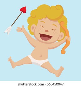Cupid are happier When Archer put couples successfully.Vector and illustration.