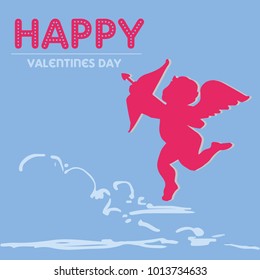 Cupid Happy Valentine Blue background