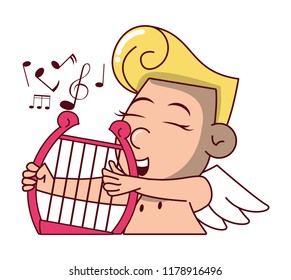 Cupid with harp