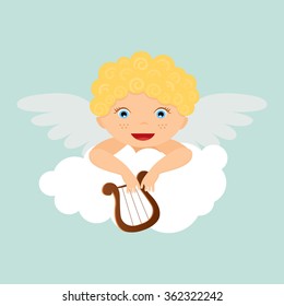 cupid and harp