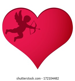 Cupid in heart background