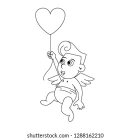 Cupid with heart balloon