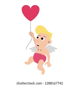 Cupid with heart balloon