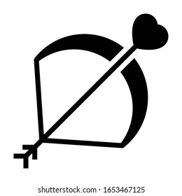 Vector aislado de glifo cardíaco cupido