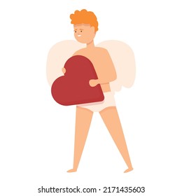 Cupid heart icon cartoon vector. Love day. Baby bow