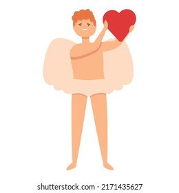Cupid mit Herz-Symbol-Cartoon-Vektorgrafik. Geruchter Engel. Feiertag