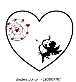 Cupid with heart, love symbol and valentines day design . shooting arrow cupids.happy valentines day vector. 
