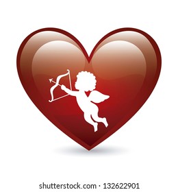 cupid and heart over white background. vector illustration