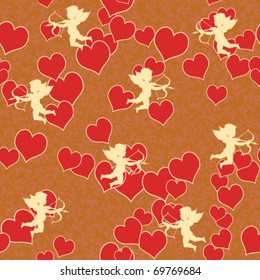 cupid with heart seamless background pattern