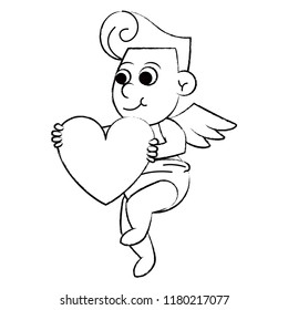 Cupid with heart sketch