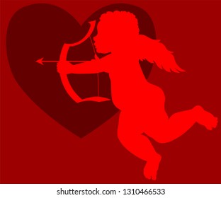 Cupid and Heart. Vector illustration