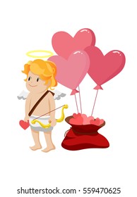 Cupid and hearts.