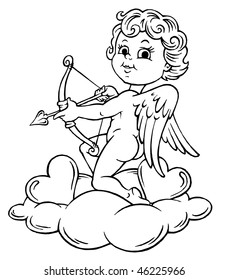 Cupid and Hearts - Coloring