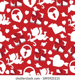 Cupid hearts pattern on red background holiday valentine's day