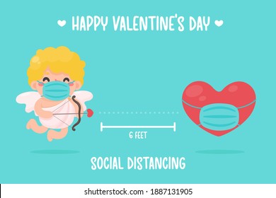 Cupid held a bow and pointed an arrow at the heart. Social Spacing Ideas for Valentine's Day