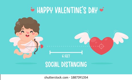Cupid held a bow and pointed an arrow at the heart. Social Spacing Ideas for Valentine's Day