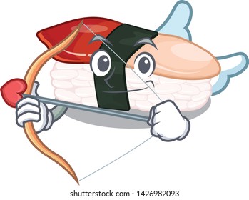 Cupid hokkigai sushi isolated in the character
