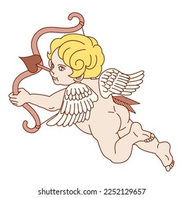 Cupid holding bow and arrow, upward - Include fill