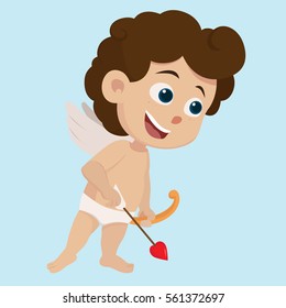 Cupid holding a bow.Vector and illustration.