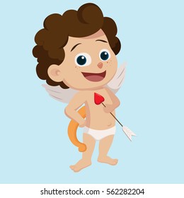 Cupid holding a bow.Vector and illustration.