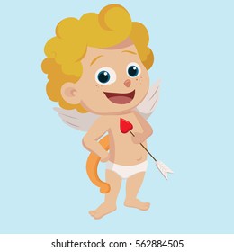 Cupid holding a bow.Vector and illustration.