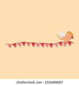 Cupid holding celebration pennants, vector illustration design. Cupid collection.