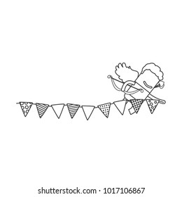 Cupid holding celebration pennants, vector illustration design. Love collection.
