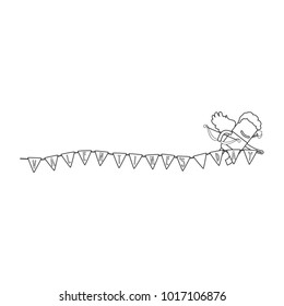 Cupid holding celebration pennants, vector illustration design. Love collection.