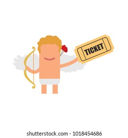 Cupid holding a cinema ticket, vector illustration design. Love collection.