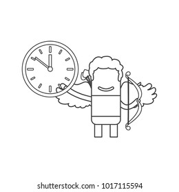 Cupid holding a clock, vector illustration design. Love collection.