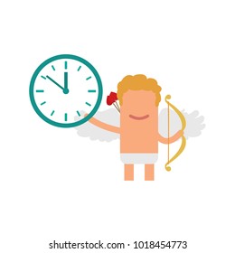 Cupid holding a clock, vector illustration design. Love collection.