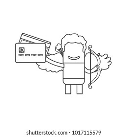 Cupid holding a credit card, vector illustration design. Love collection.