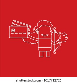 Cupid holding a credit card, vector illustration design. Love collection.