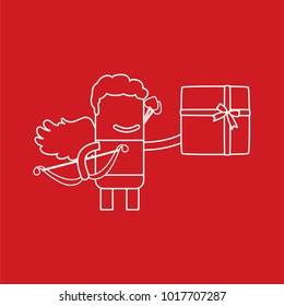 Cupid holding a gift, vector illustration design. Love collection.