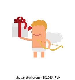 Cupid holding a gift, vector illustration design. Love collection.